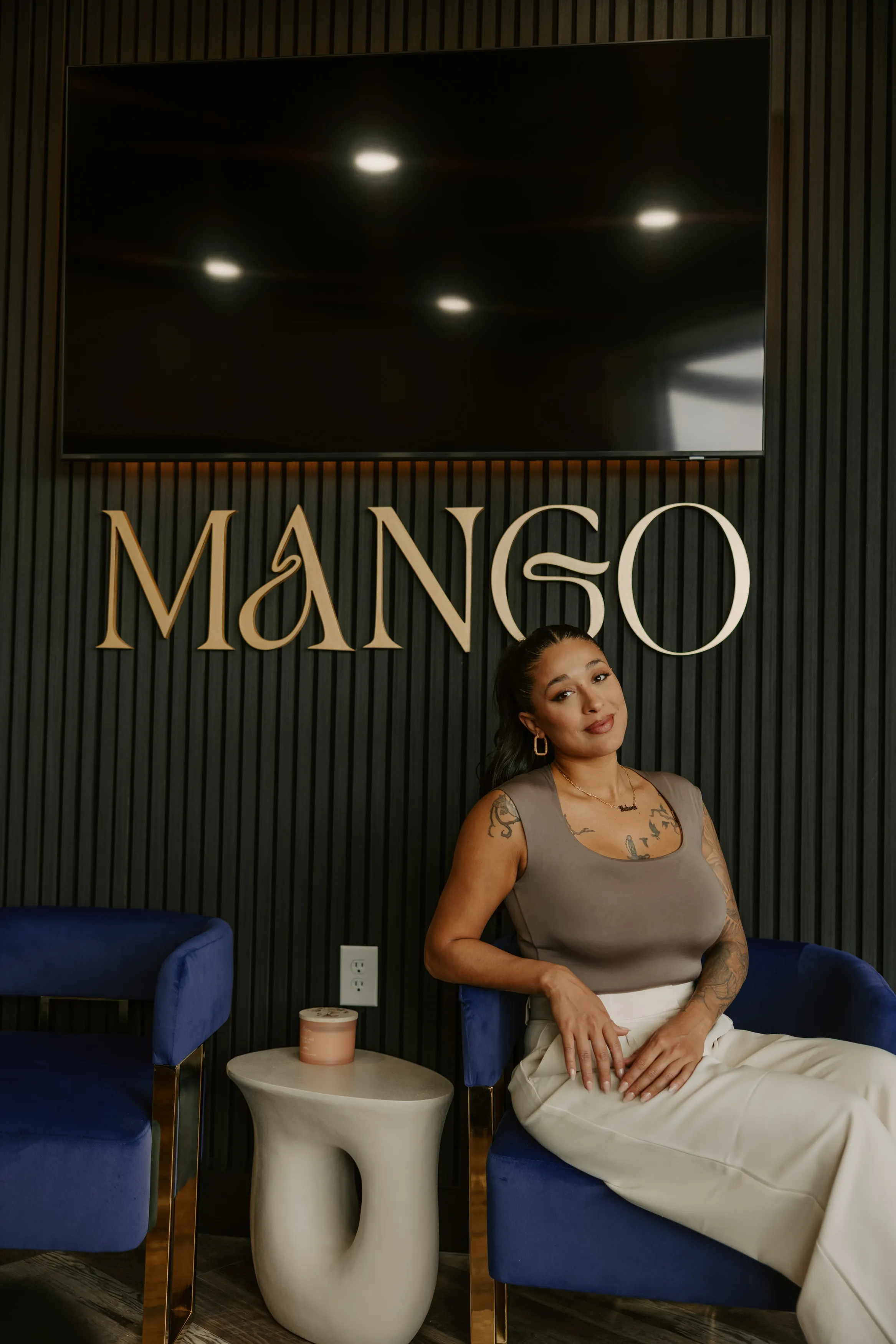 Clean, professional medical spa treatment room with neutral tones at Mango Aesthetics Co in Norfolk