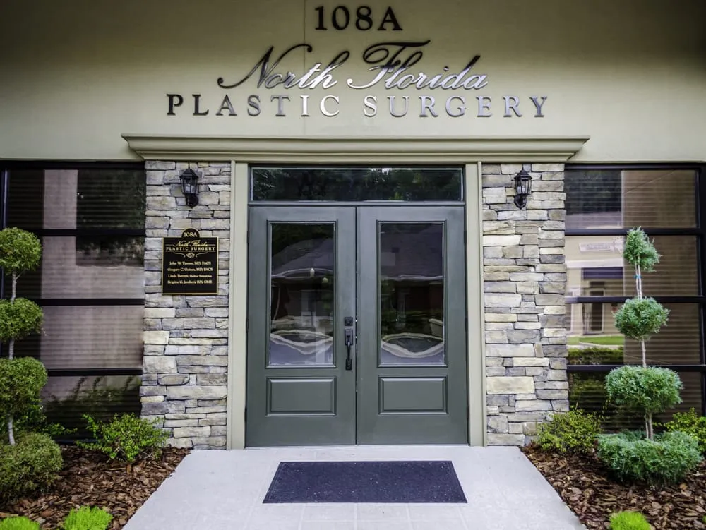 Clean, professional medical spa treatment room with neutral tones at North Florida Plastic Surgery & Aesthetics in Gainesville
