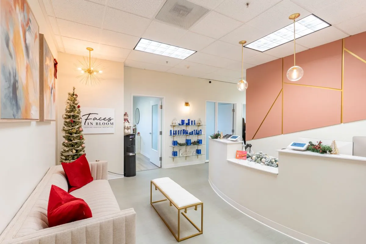 Clean, professional medical spa treatment room with neutral tones at Faces in Bloom in Vancouver