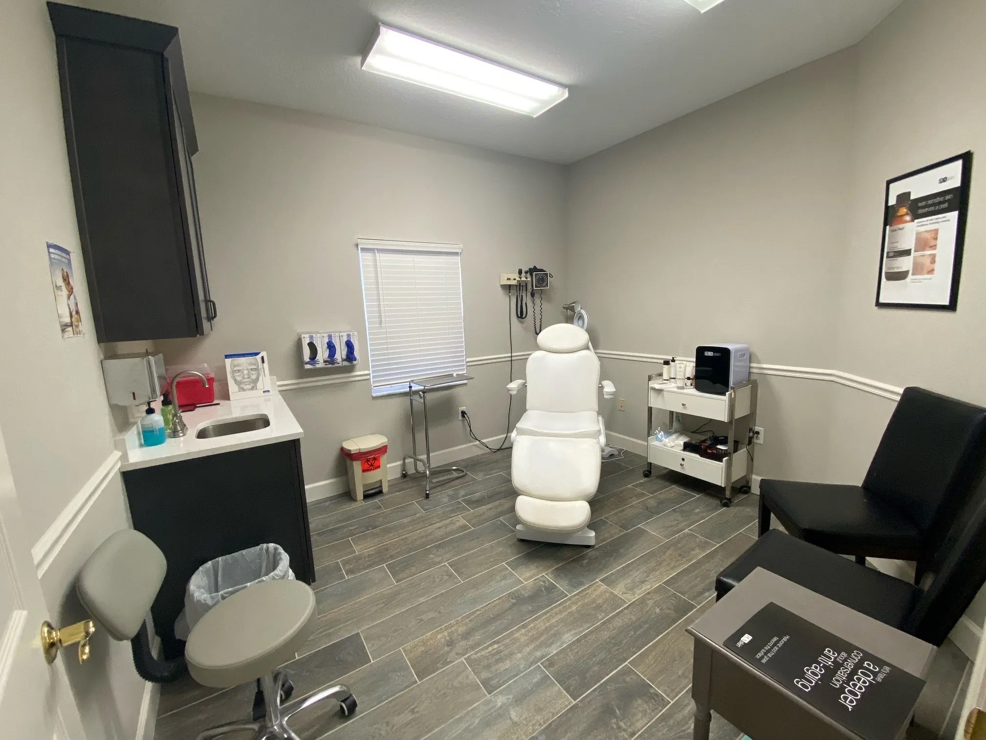 Clean, professional medical spa treatment room with neutral tones at Premiere Image in Tampa