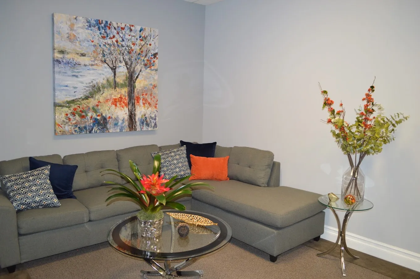 Clean, professional medical spa treatment room with neutral tones at Alladerm in Aliso Viejo