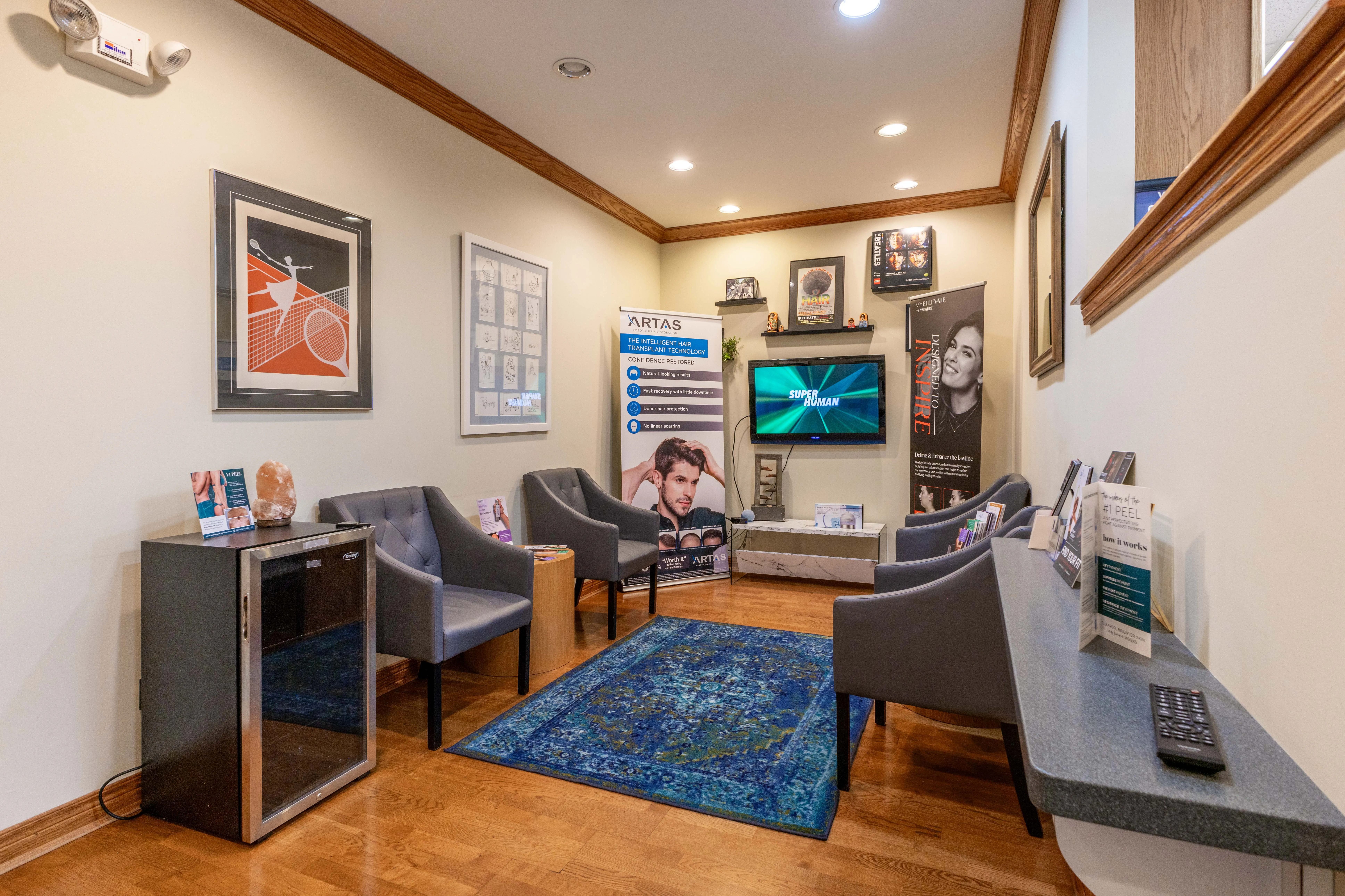 Clean, professional medical spa treatment room with neutral tones at Limelight Laser and Medical Spa in Cincinnati