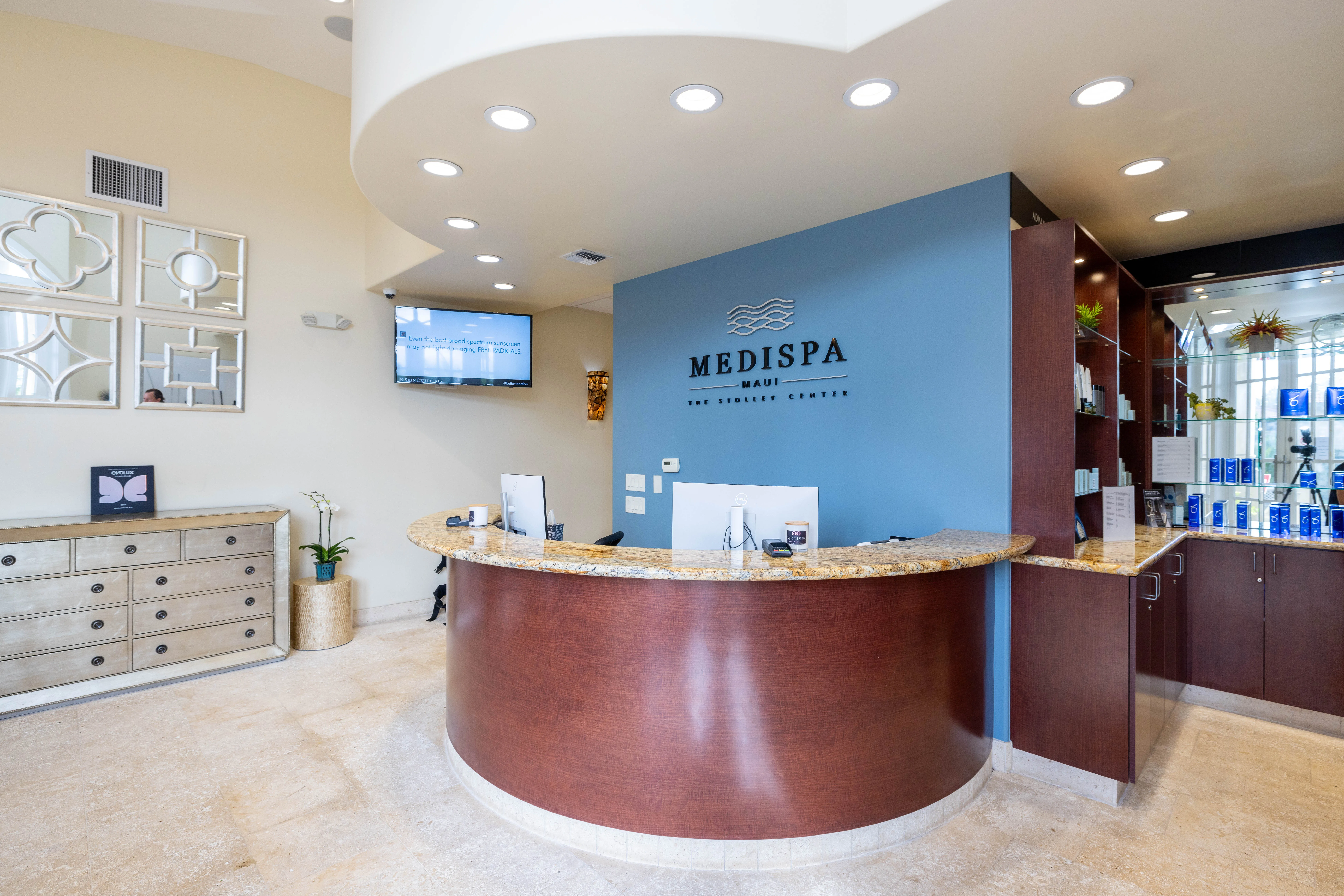 Clean, professional medical spa treatment room with neutral tones at MediSpa Maui in Kihei