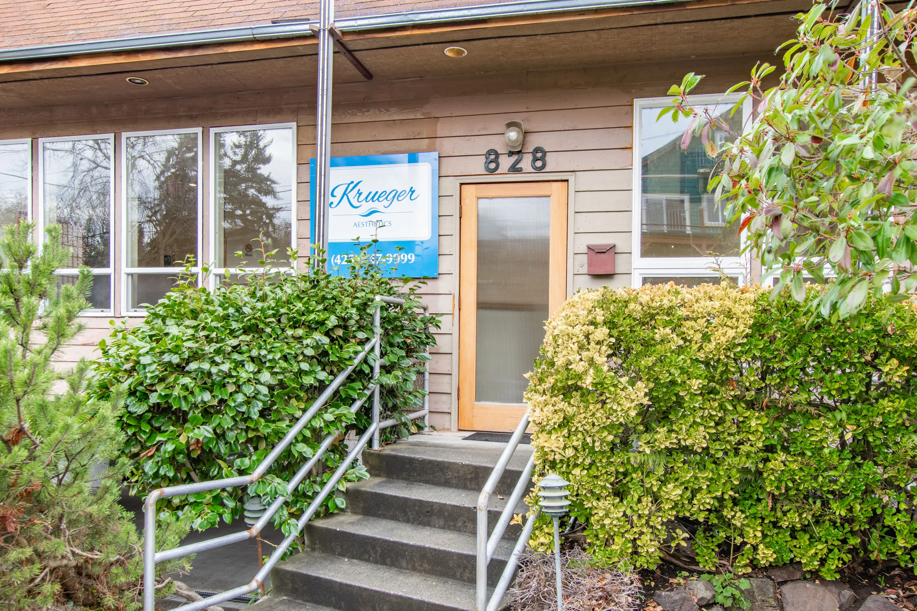 Clean, professional medical spa treatment room with neutral tones at Krueger Aesthetics in Mukilteo