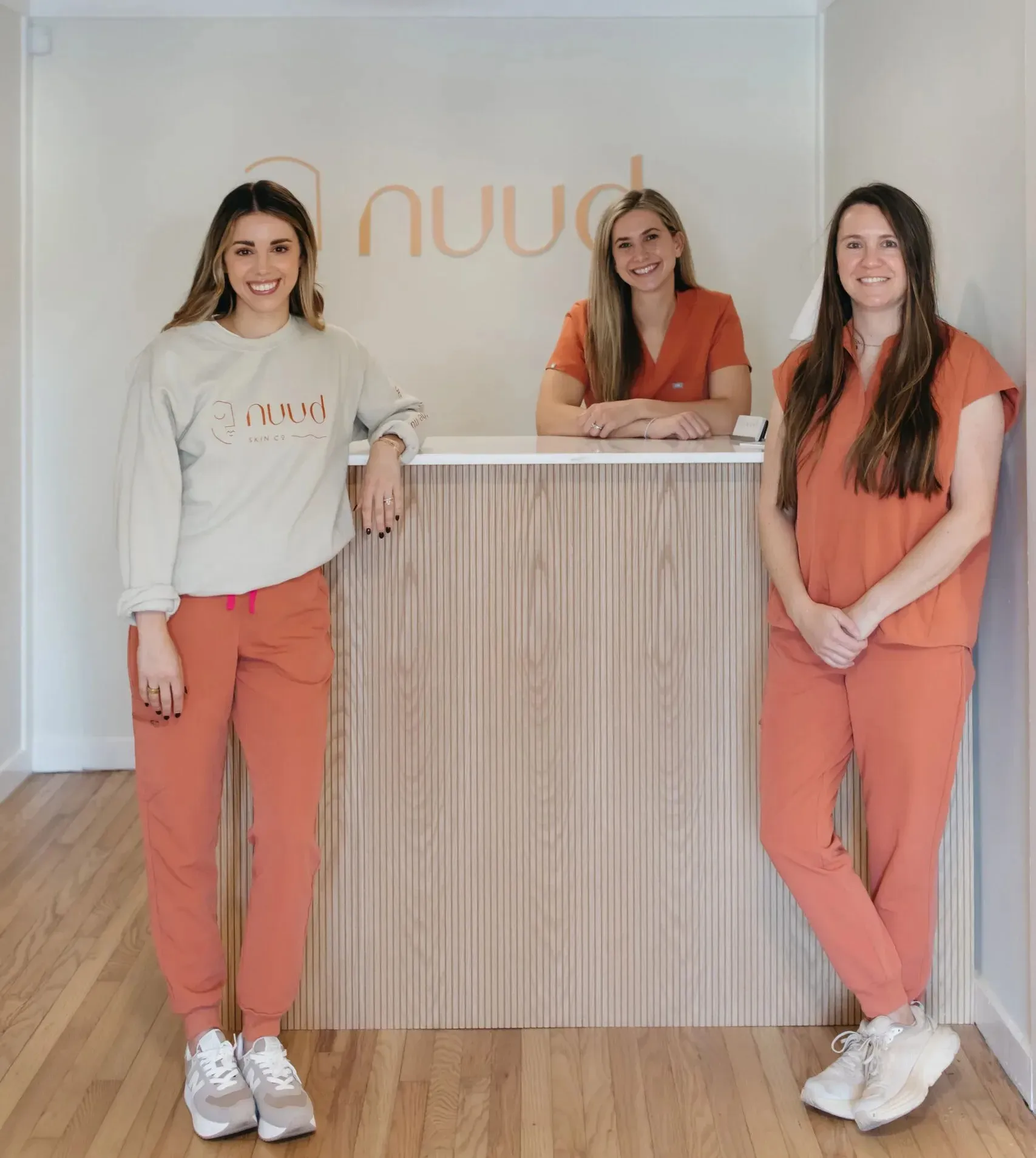 Clean, professional medical spa treatment room with neutral tones at Nuud skin in Nashville