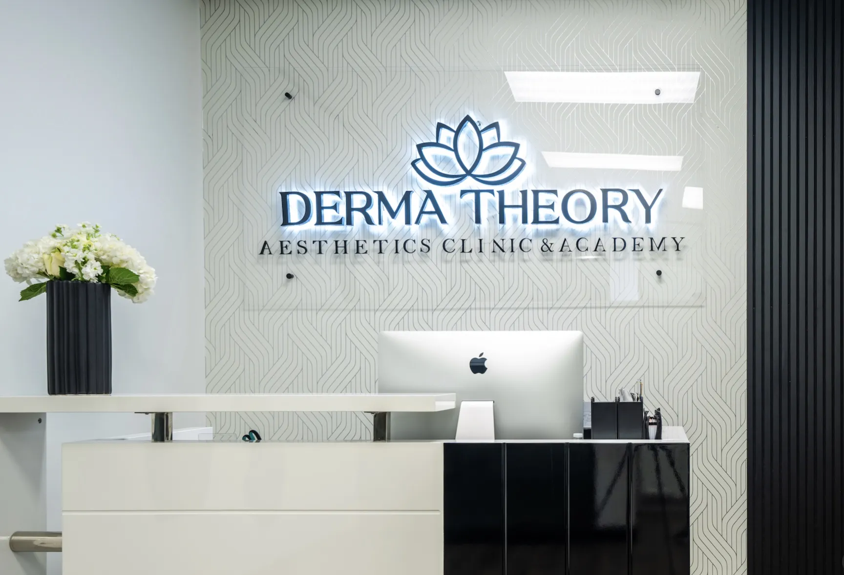 Clean, professional medical spa treatment room with neutral tones at Derma Theory in Houston