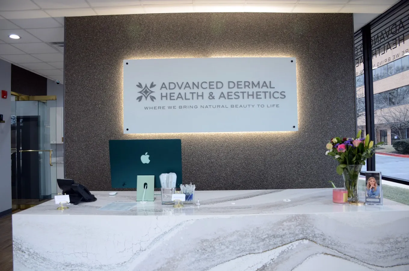 Clean, professional medical spa treatment room with neutral tones at Advanced Dermal Health & Aesthetics in Columbia
