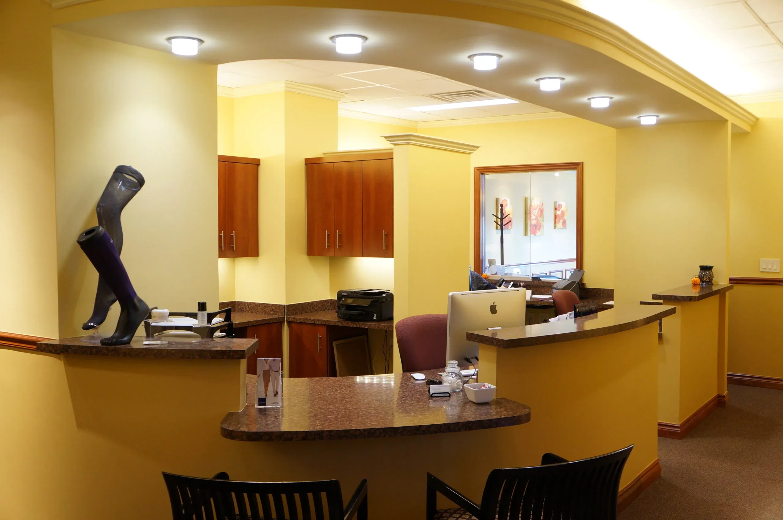 Clean, professional medical spa treatment room with neutral tones at Michigan Vein Care in Ann Arbor