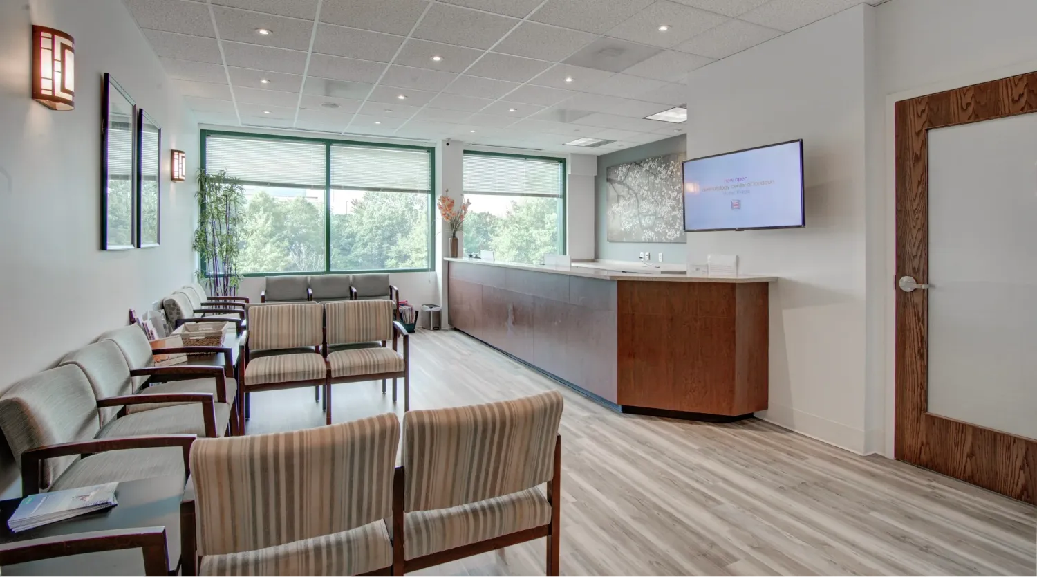 Clean, professional medical spa treatment room with neutral tones at Dermatology Center of Loudoun in Leesburg