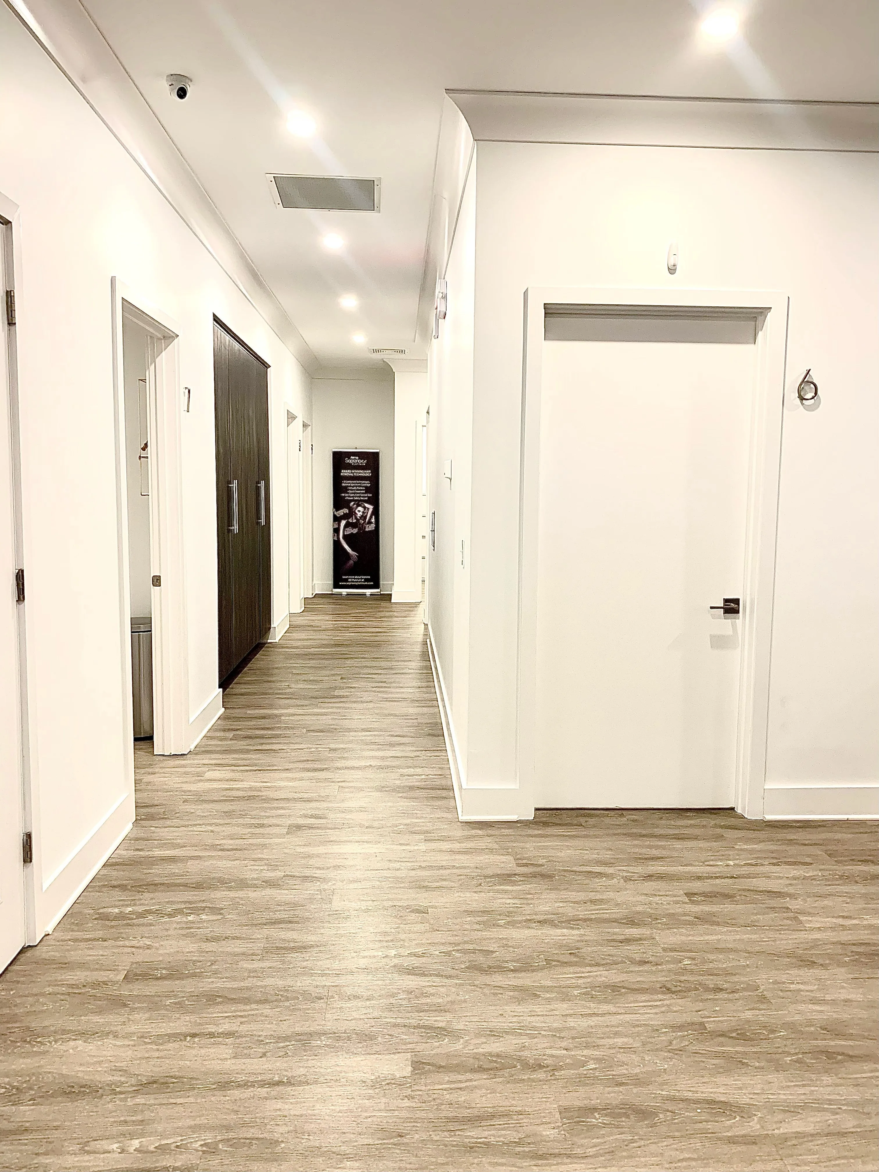 Clean, professional medical spa treatment room with neutral tones at Upstream Medical Care & Aesthetics in Savannah