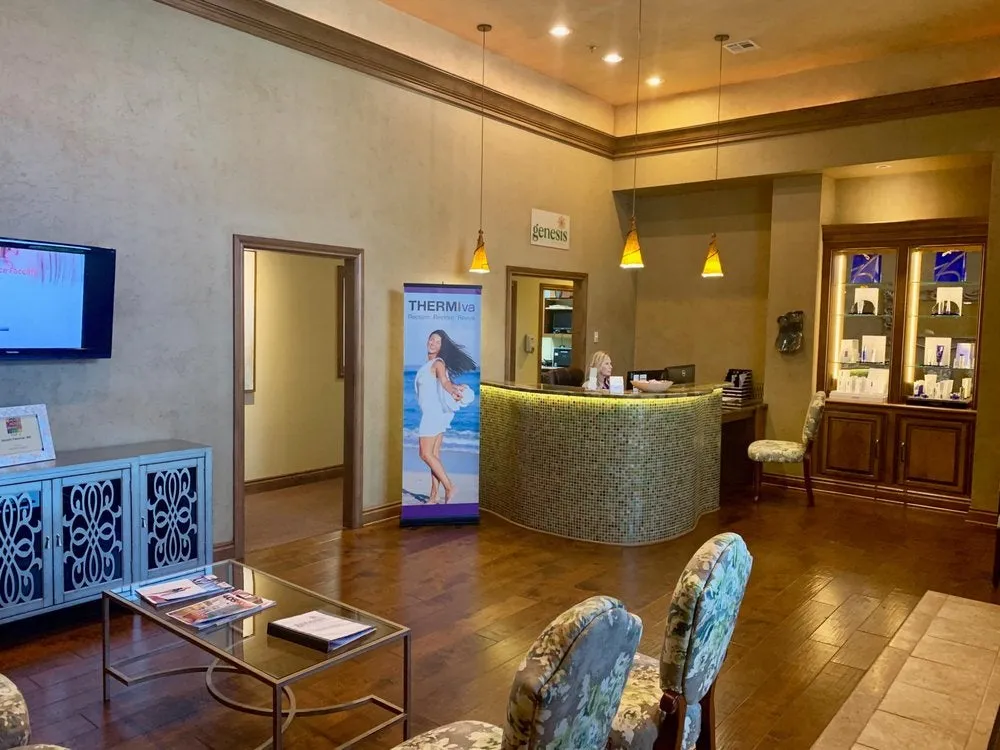 Clean, professional medical spa treatment room with neutral tones at Genesis in Edmond