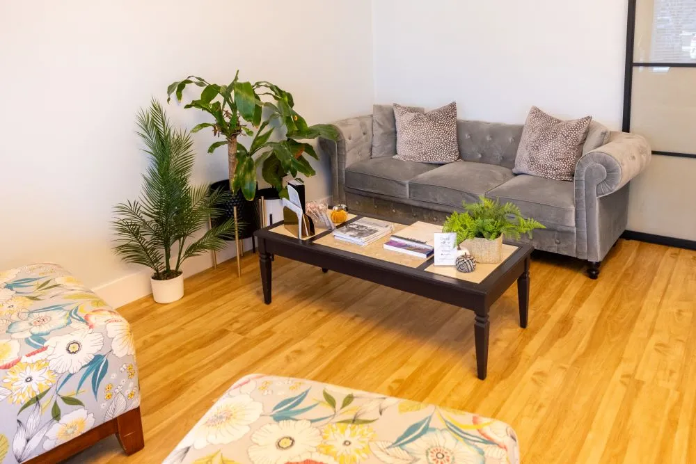 Clean, professional medical spa treatment room with neutral tones at Lumia in Columbia