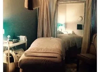 Clean, professional medical spa treatment room with neutral tones at Skin Science Soul by Dr. Sholar in Austin