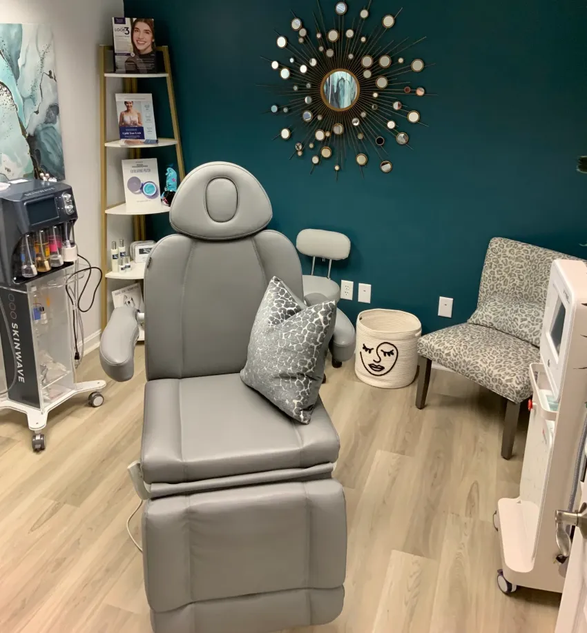 Clean, professional medical spa treatment room with neutral tones at Remedy Restore in Camden