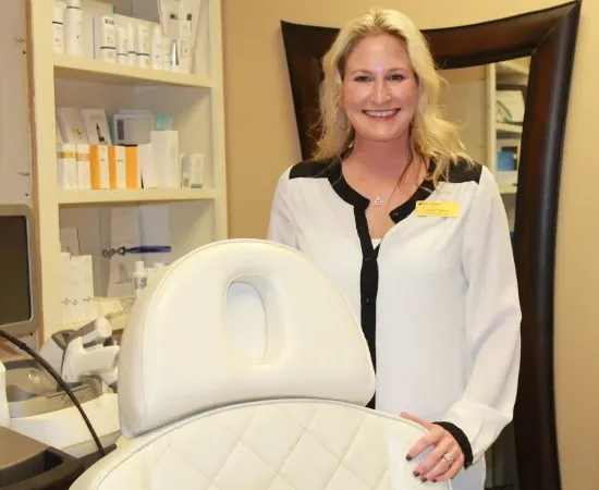 Clean, professional medical spa treatment room with neutral tones at Juvenis Health in Greenville