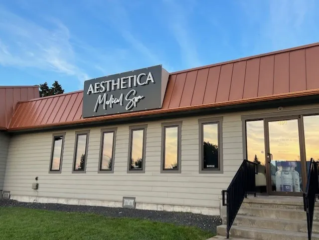 Clean, professional medical spa treatment room with neutral tones at Aesthetica Medical Spa in Kalispell