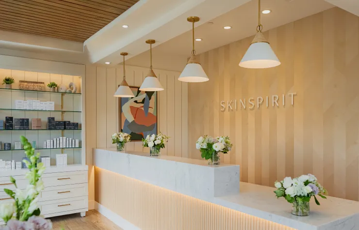 Clean, professional medical spa treatment room with neutral tones at SkinSpirit - Danville in Danville