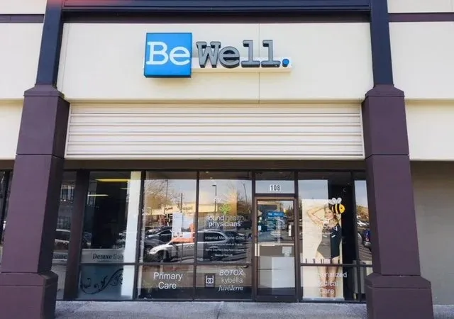Clean, professional medical spa treatment room with neutral tones at Be Well MD Aesthetics in Lynnwood