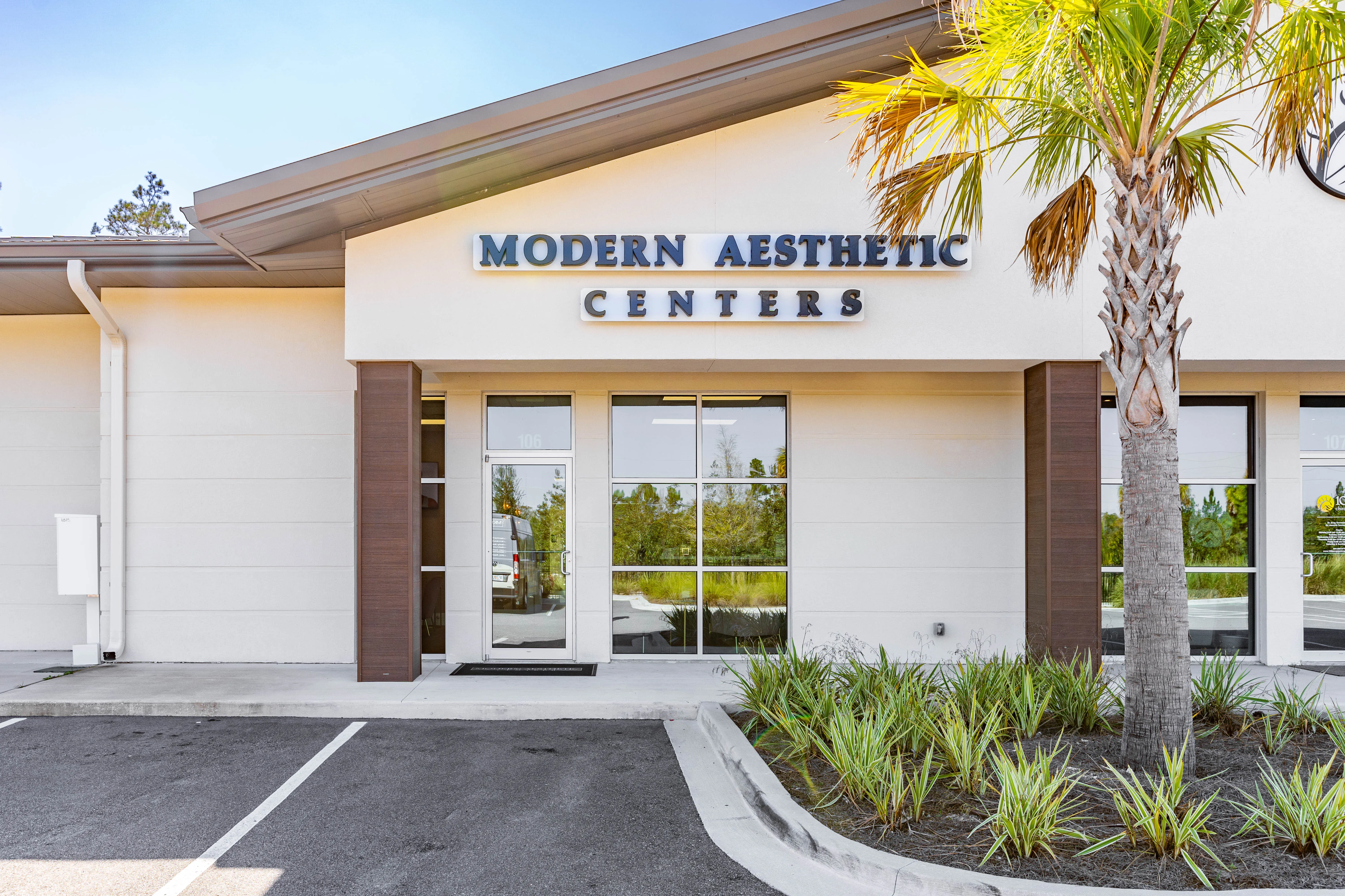 Clean, professional medical spa treatment room with neutral tones at Modern Aesthetic Centers SJ in St Johns