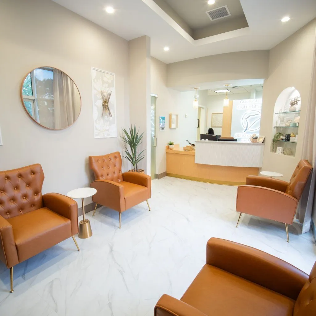 Clean, professional medical spa treatment room with neutral tones at Derm Clinic MD in Atlanta