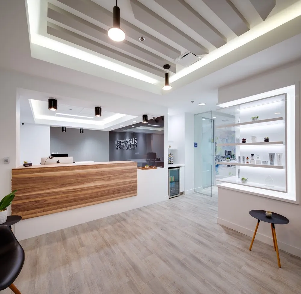 Clean, professional medical spa treatment room with neutral tones at Metropolis Dermatology - Downtown in Los Angeles