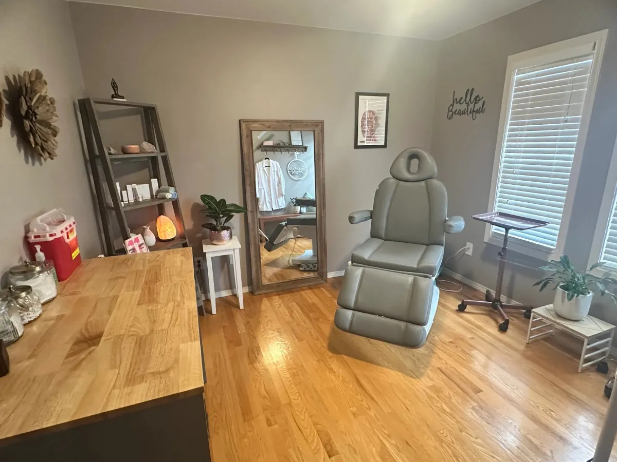 Clean, professional medical spa treatment room with neutral tones at SunriseSkin-AM in Bonney Lake