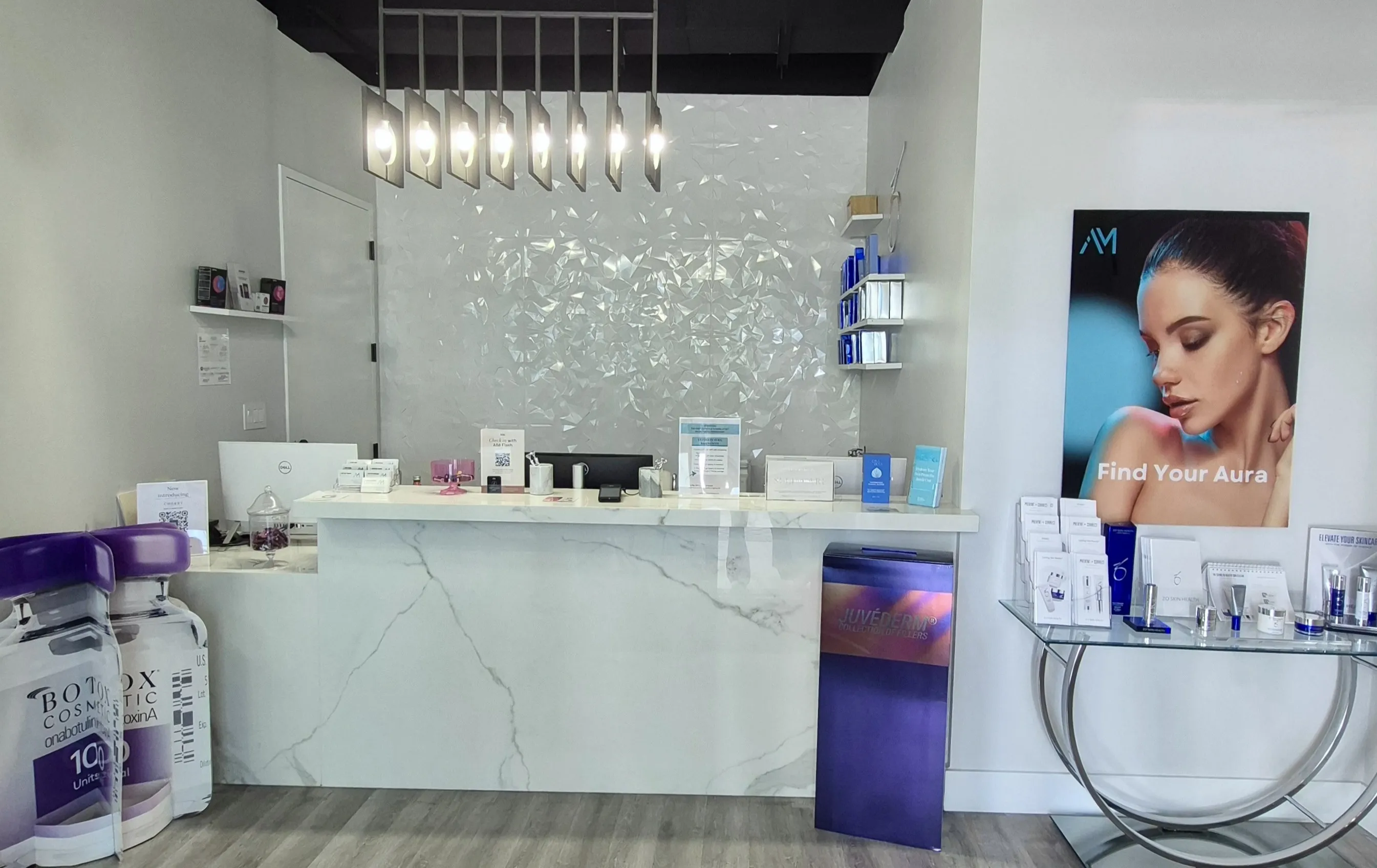 Clean, professional medical spa treatment room with neutral tones at AuraMed Aesthetics in Boca Raton