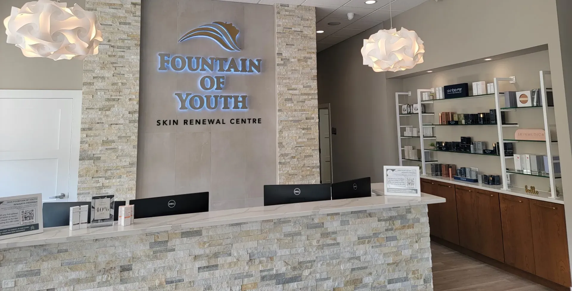 Clean, professional medical spa treatment room with neutral tones at Fountain of Youth Skin Renewal Ctr in Hartland