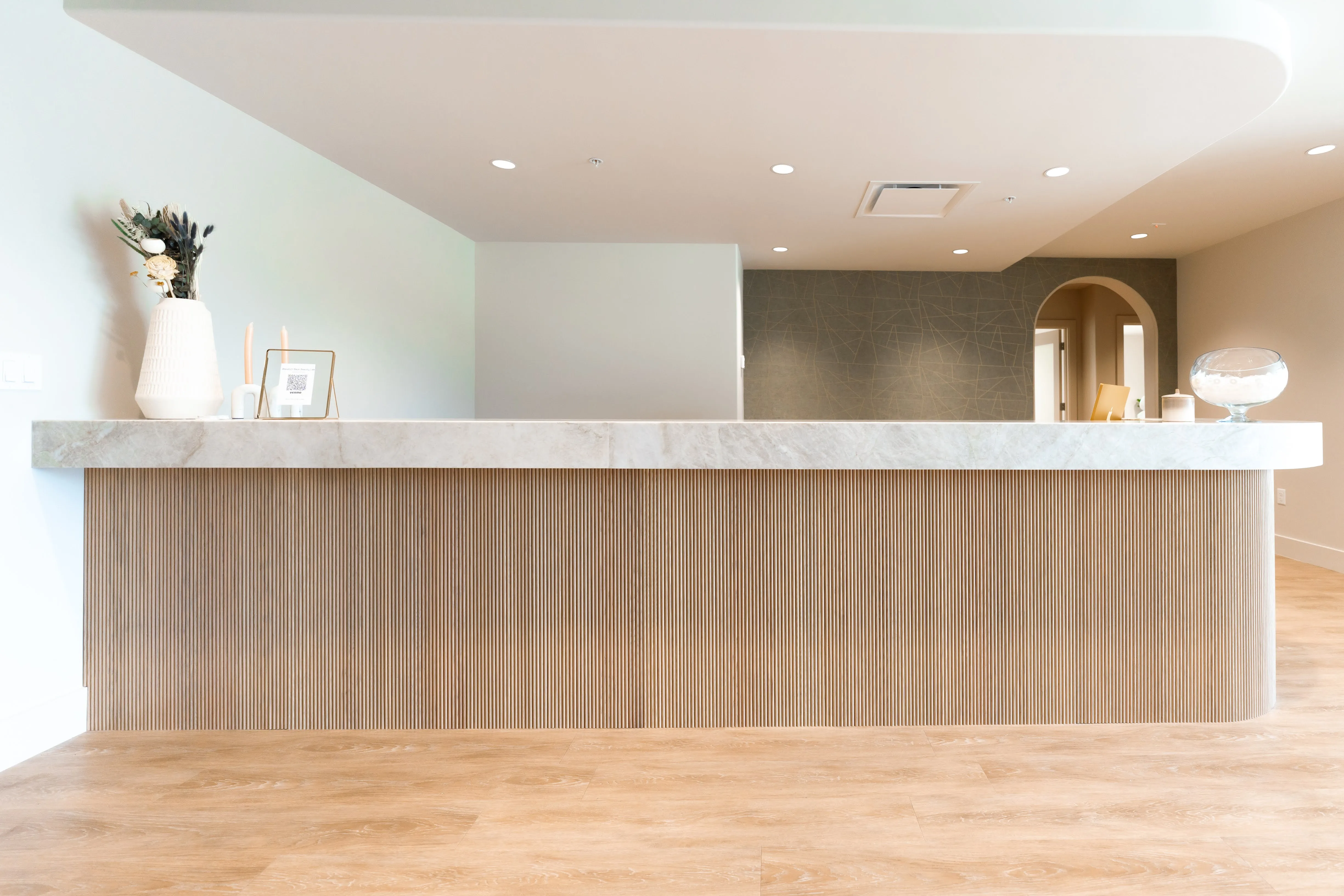 Clean, professional medical spa treatment room with neutral tones at Wasatch Back Beauty Lab in Heber City