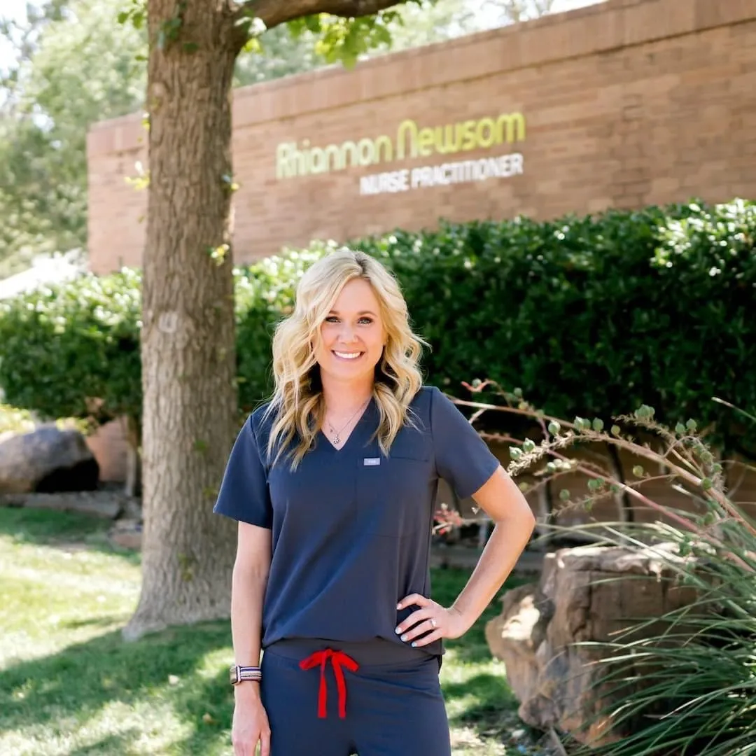Clean, professional medical spa treatment room with neutral tones at Rhiannon Newsom NP-C w/ Jane Rowley in Lubbock