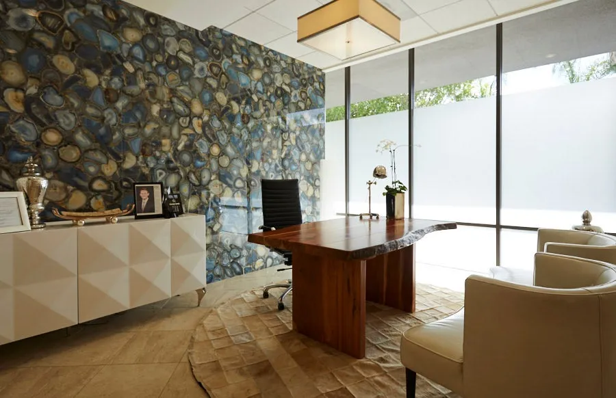 Clean, professional medical spa treatment room with neutral tones at Teleos Plastic Srg & Rad. Med Spa in Pasadena