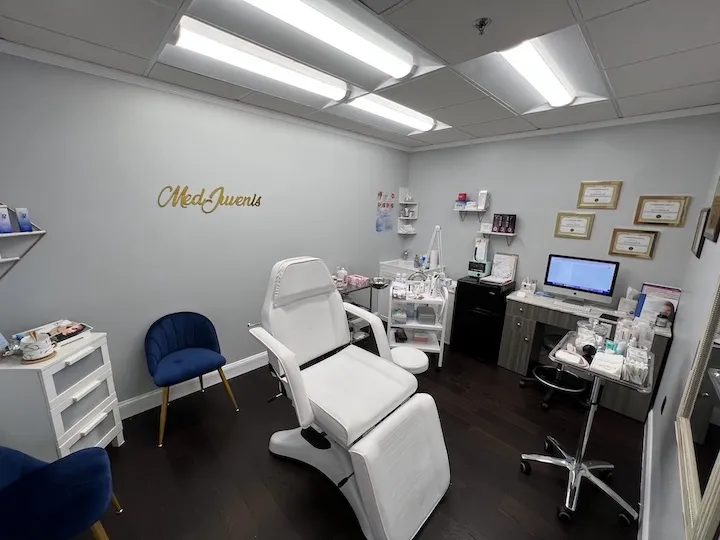 Clean, professional medical spa treatment room with neutral tones at MedJuvenis in Falls Church