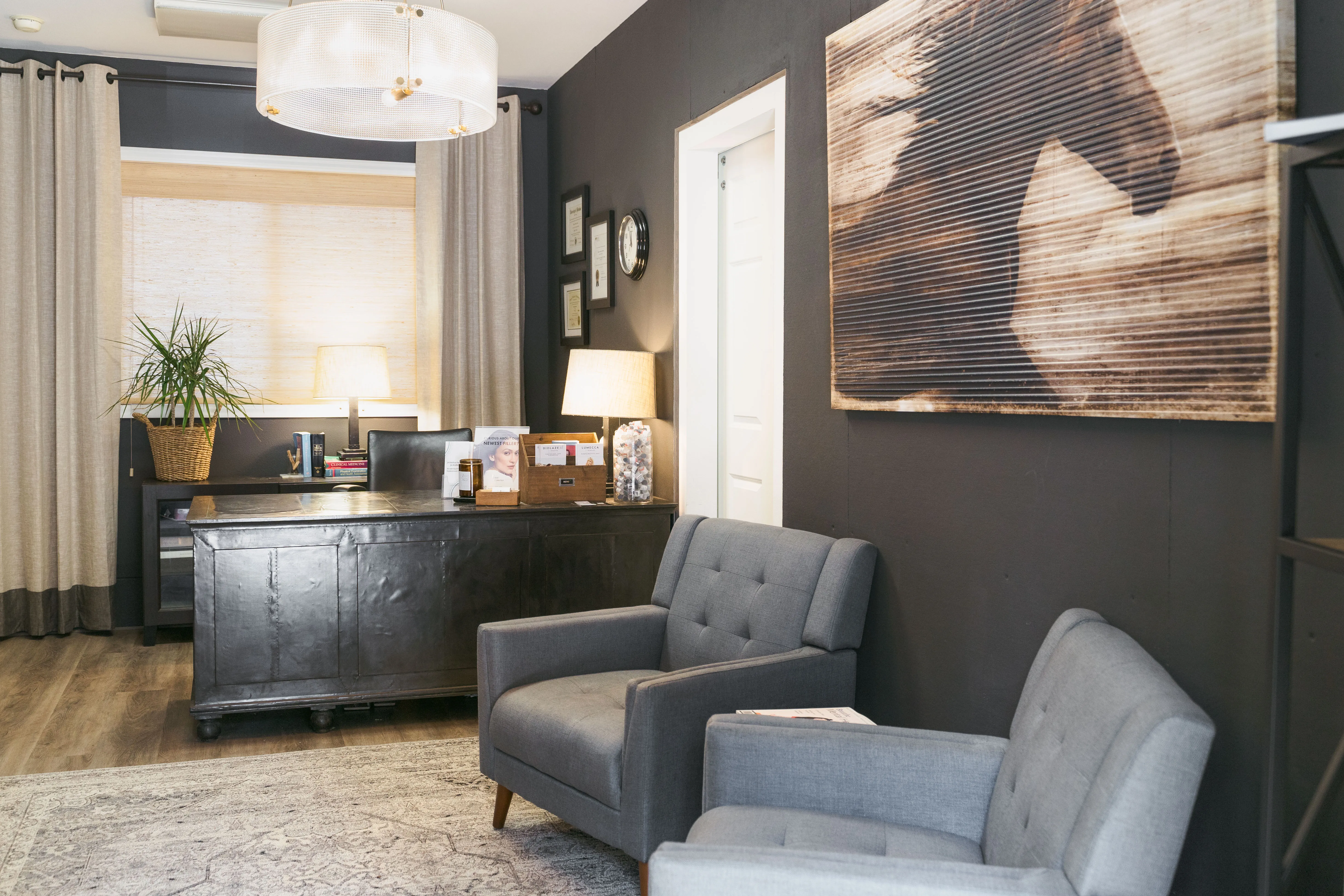 Clean, professional medical spa treatment room with neutral tones at JA Medical Aesthetics in Portland