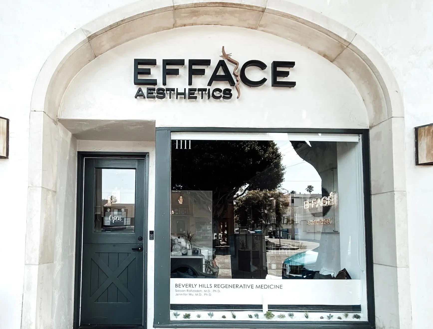 Clean, professional medical spa treatment room with neutral tones at Efface Aesthetics in Santa Monica