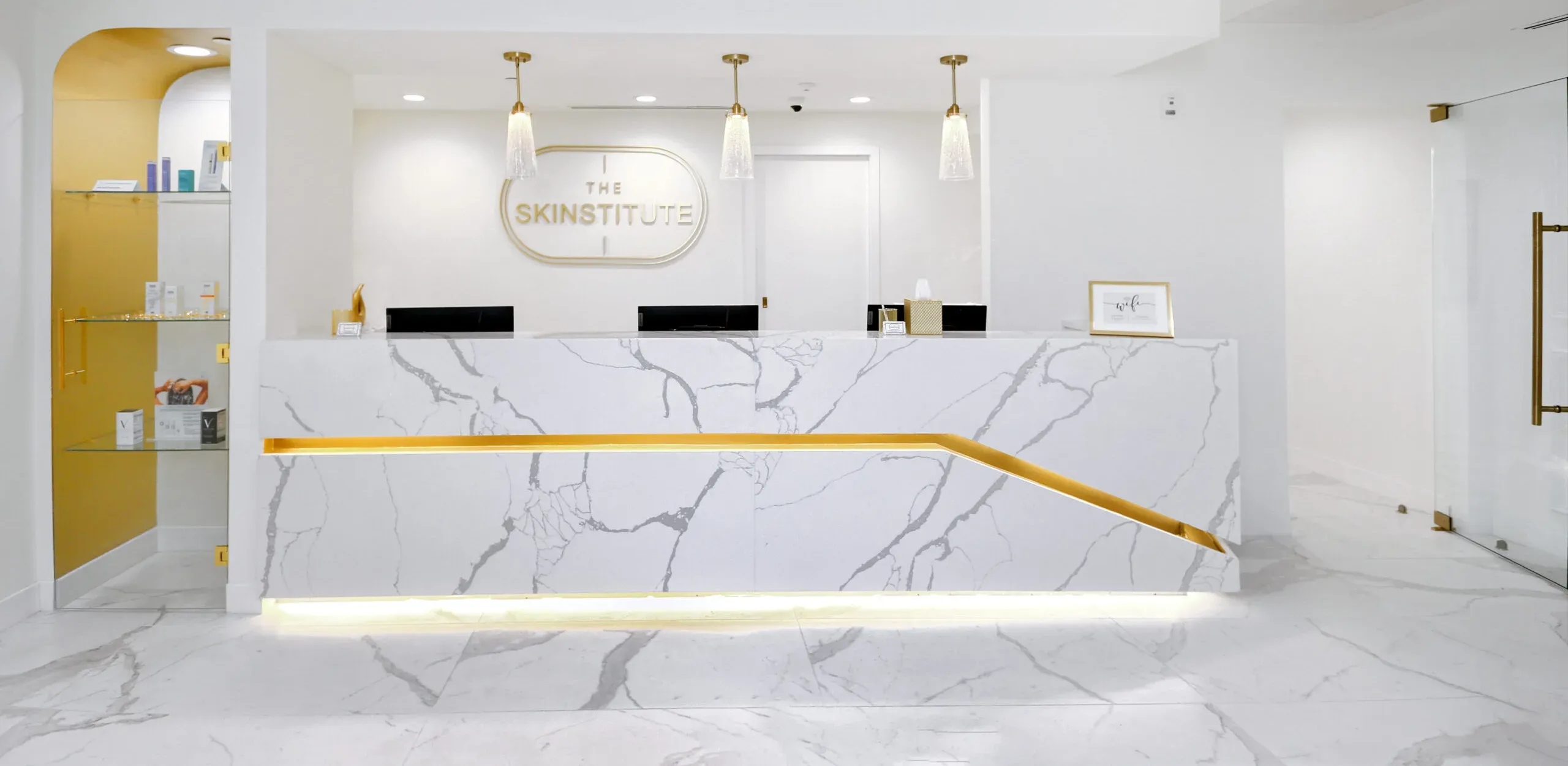 Clean, professional medical spa treatment room with neutral tones at The Skinstitute in Leesburg