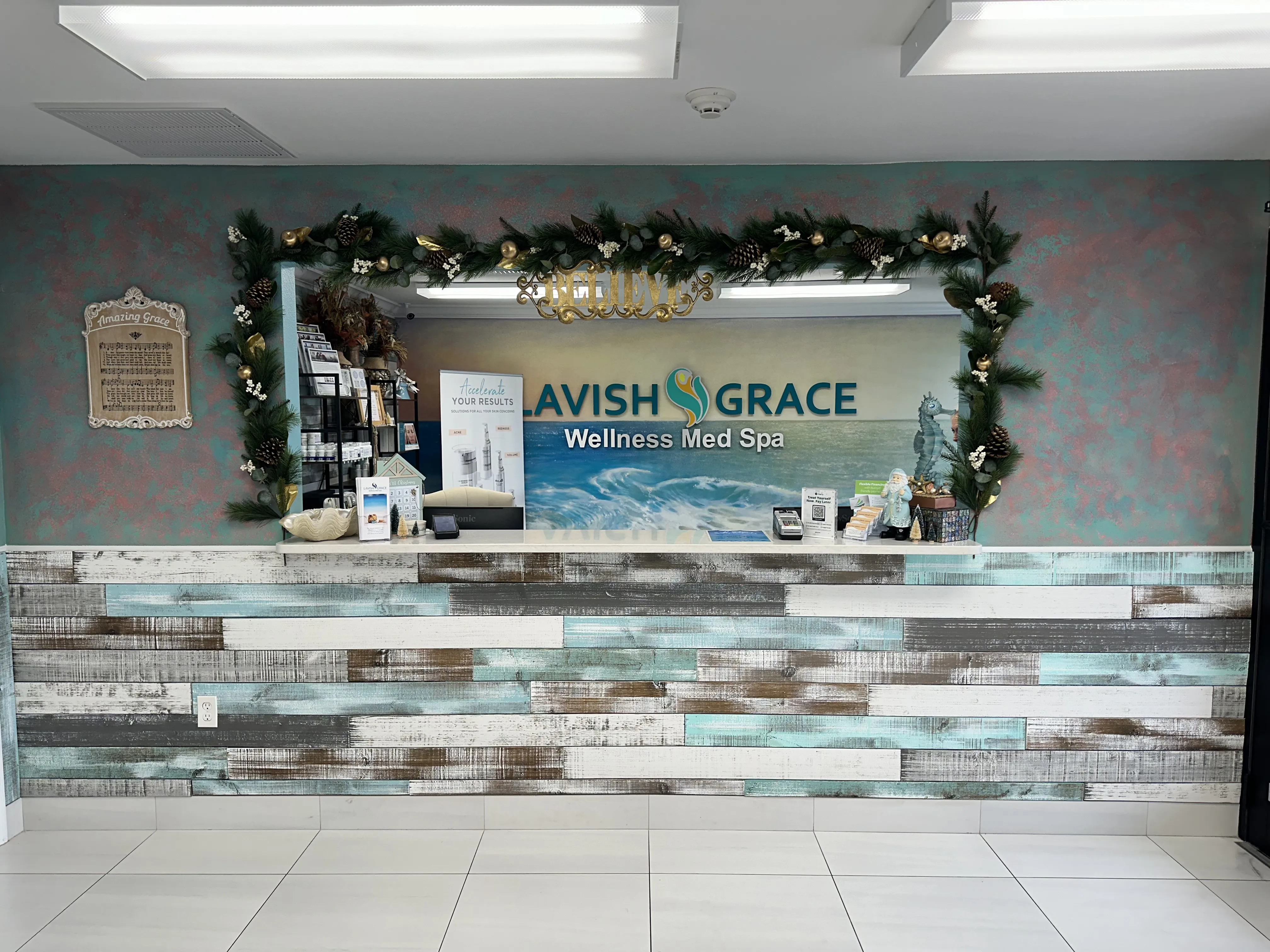Clean, professional medical spa treatment room with neutral tones at Lavish Grace & Wellness Med Spa in Sebring
