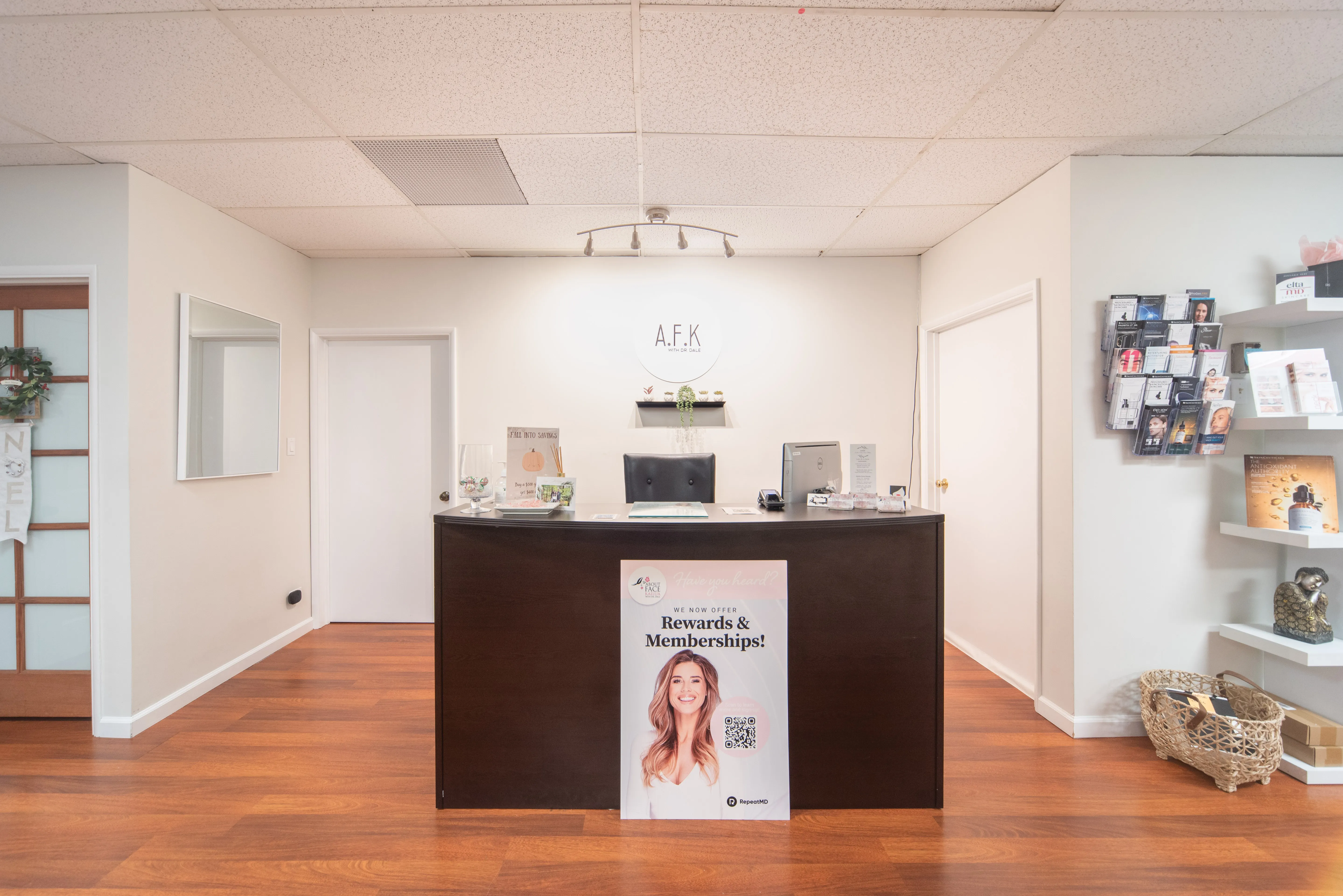 Clean, professional medical spa treatment room with neutral tones at Aboutfacekailua LLC in Kailua