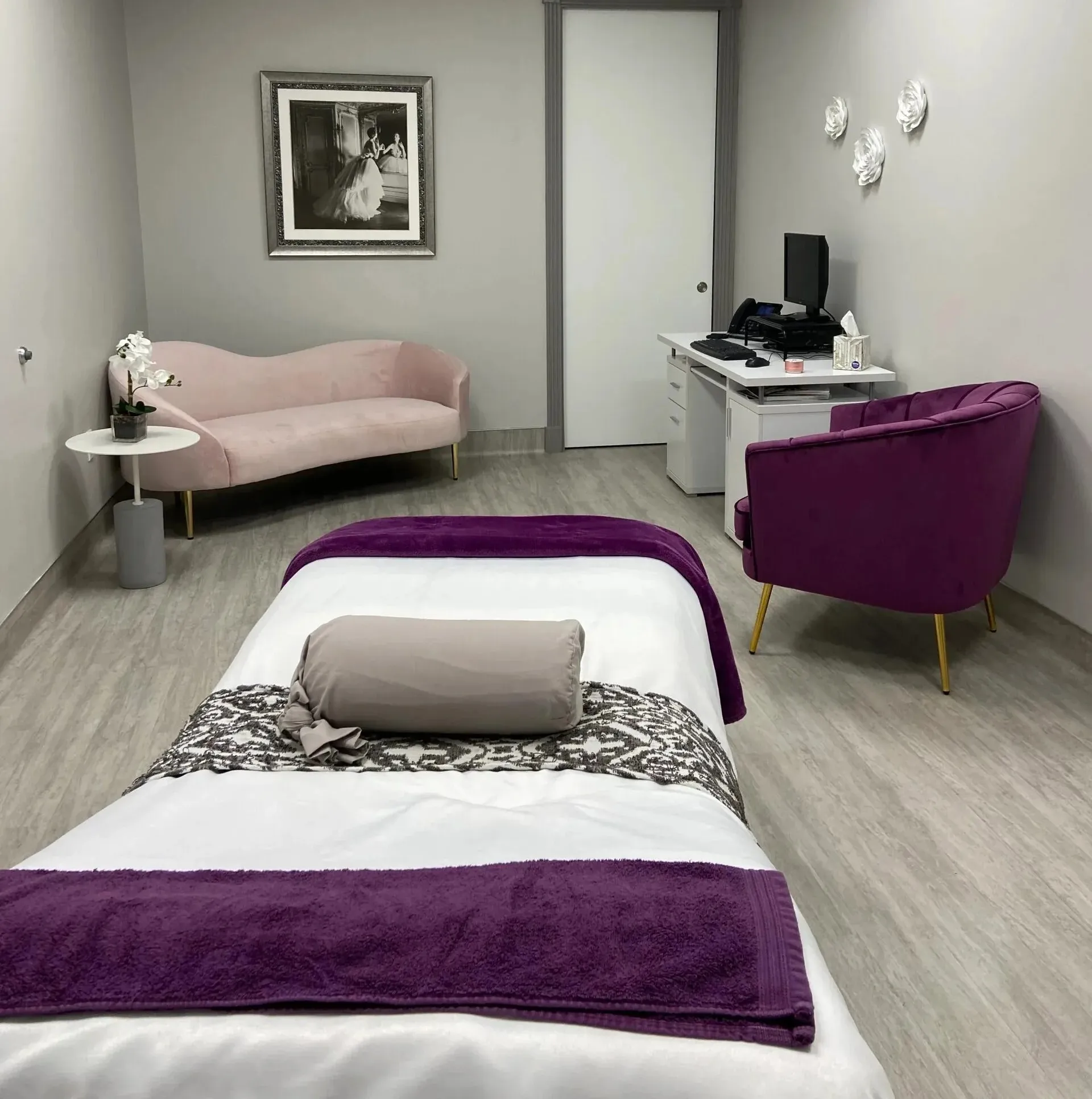 Clean, professional medical spa treatment room with neutral tones at Joshua A. Halpern, MD in Tampa