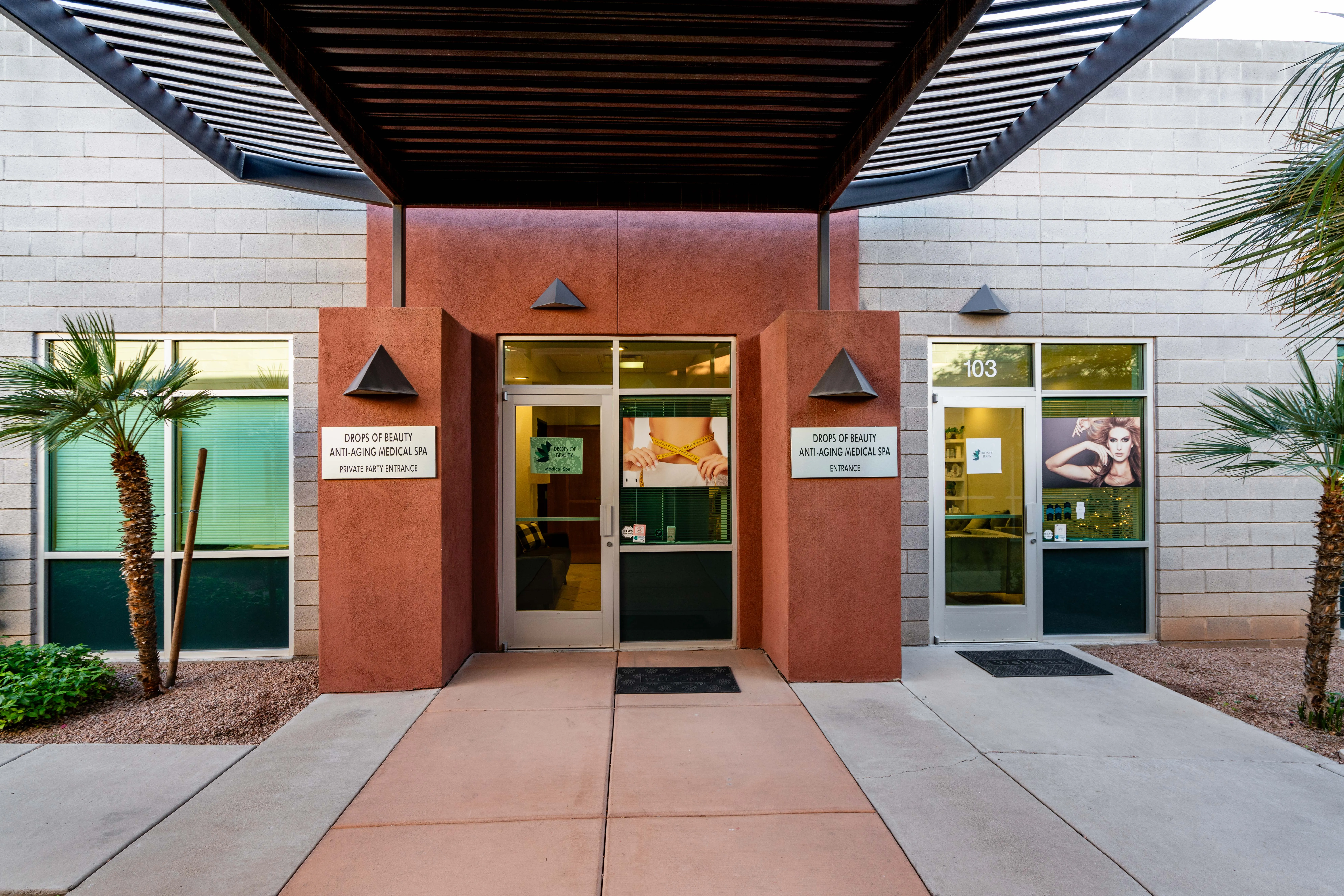 Clean, professional medical spa treatment room with neutral tones at Drops of Beauty Med Spa in Gilbert