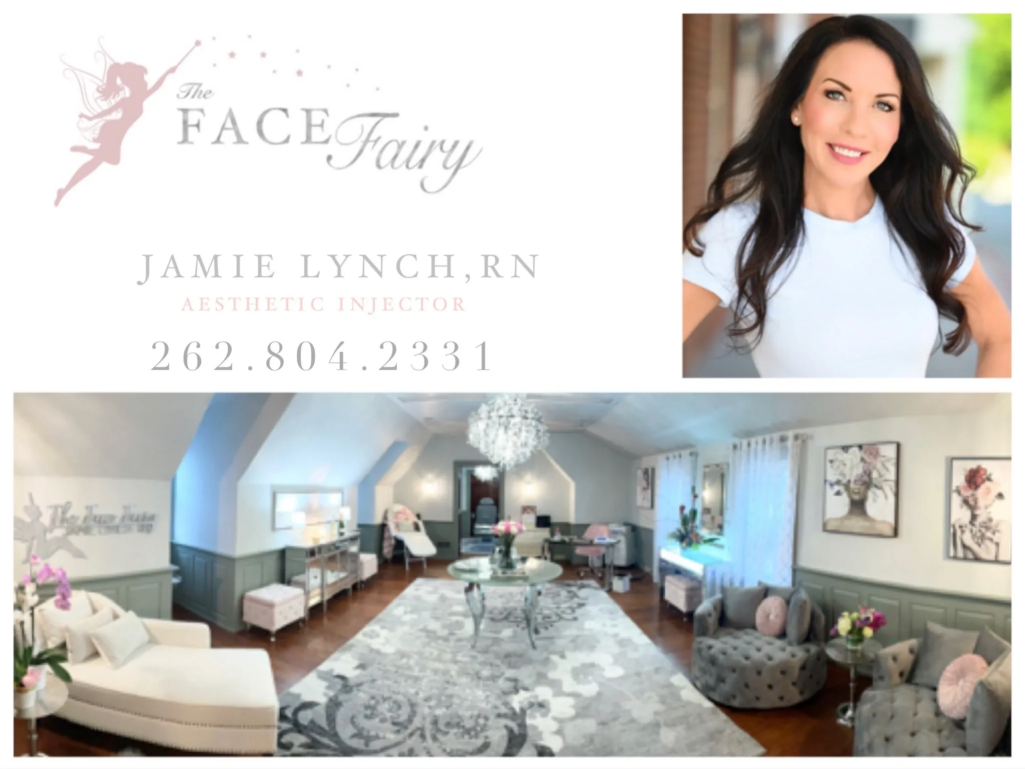 Clean, professional medical spa treatment room with neutral tones at The Face Fairy in Delafield
