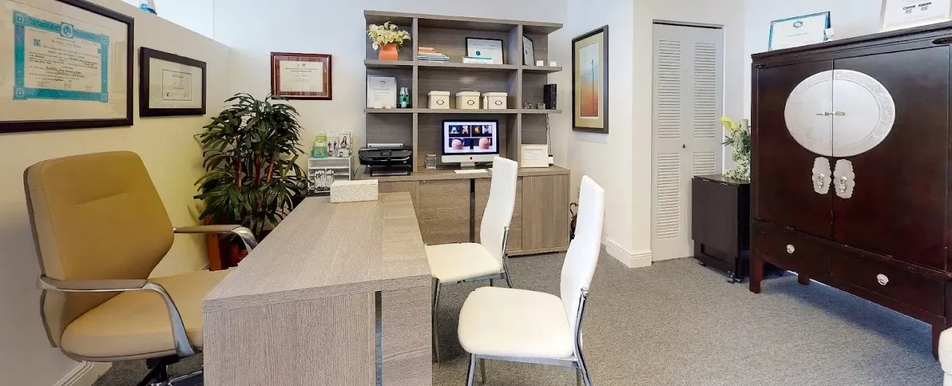 Clean, professional medical spa treatment room with neutral tones at Amim in Miami