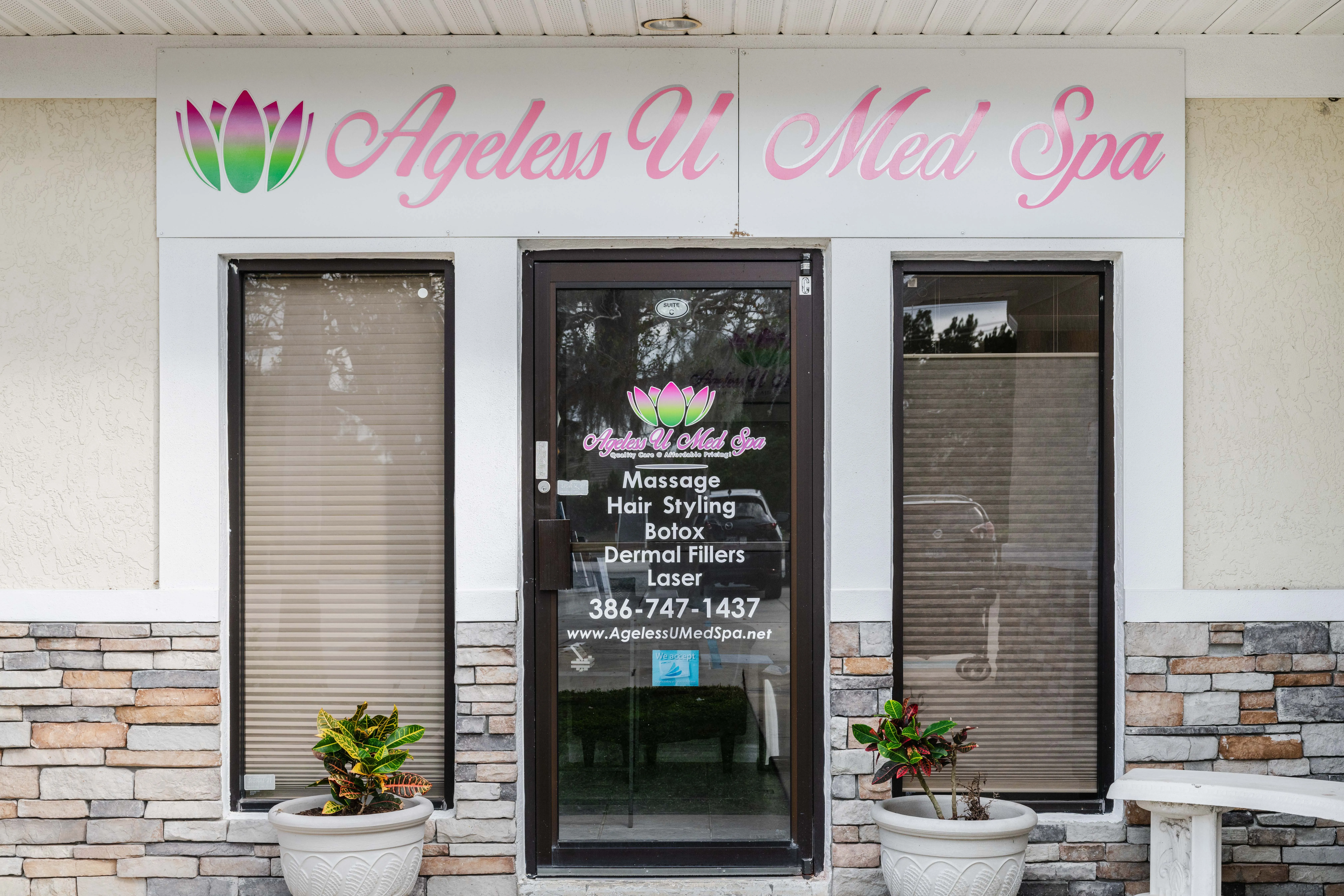 Clean, professional medical spa treatment room with neutral tones at Ageless U Medspa in Debary