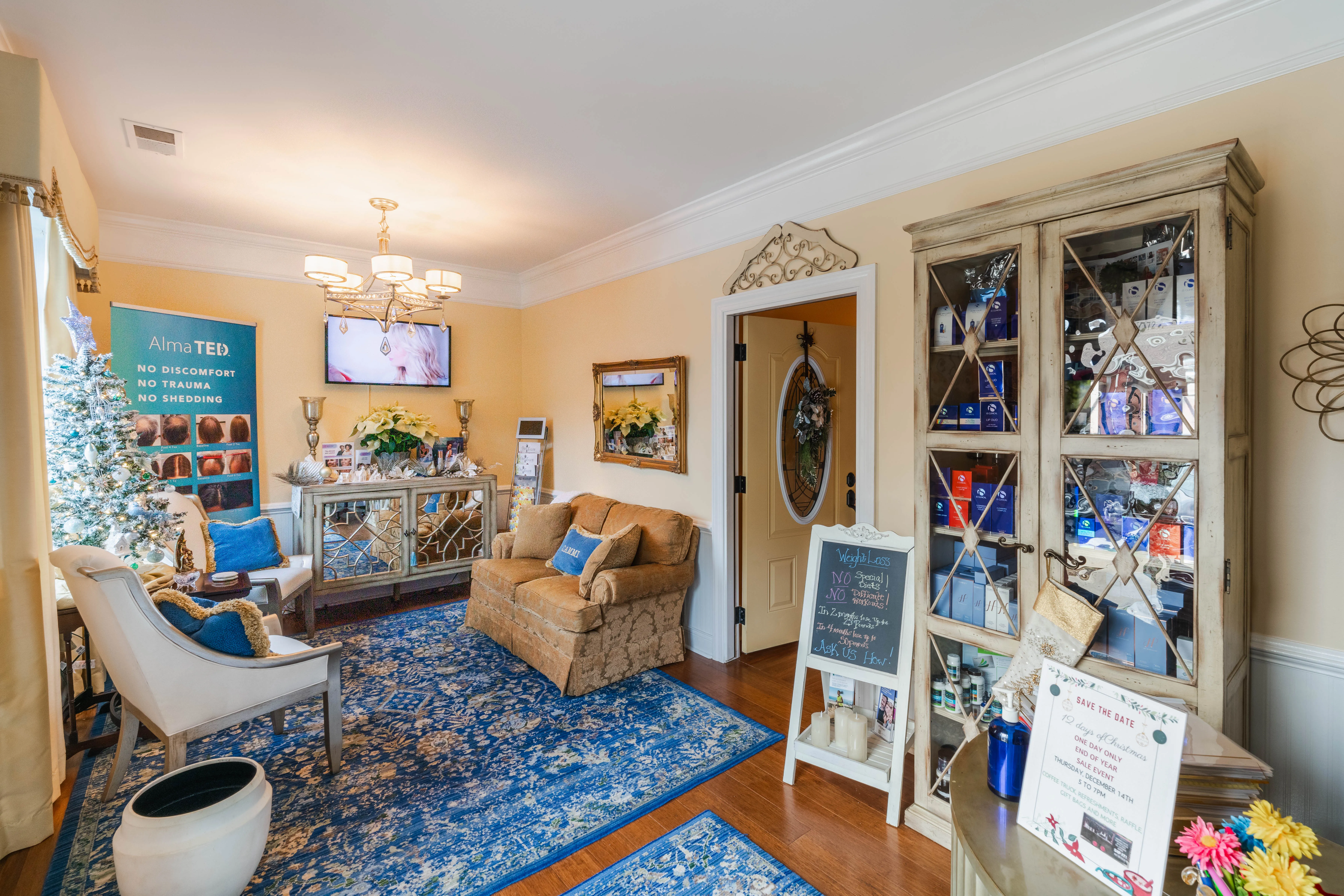 Clean, professional medical spa treatment room with neutral tones at CAMMI in Lexington