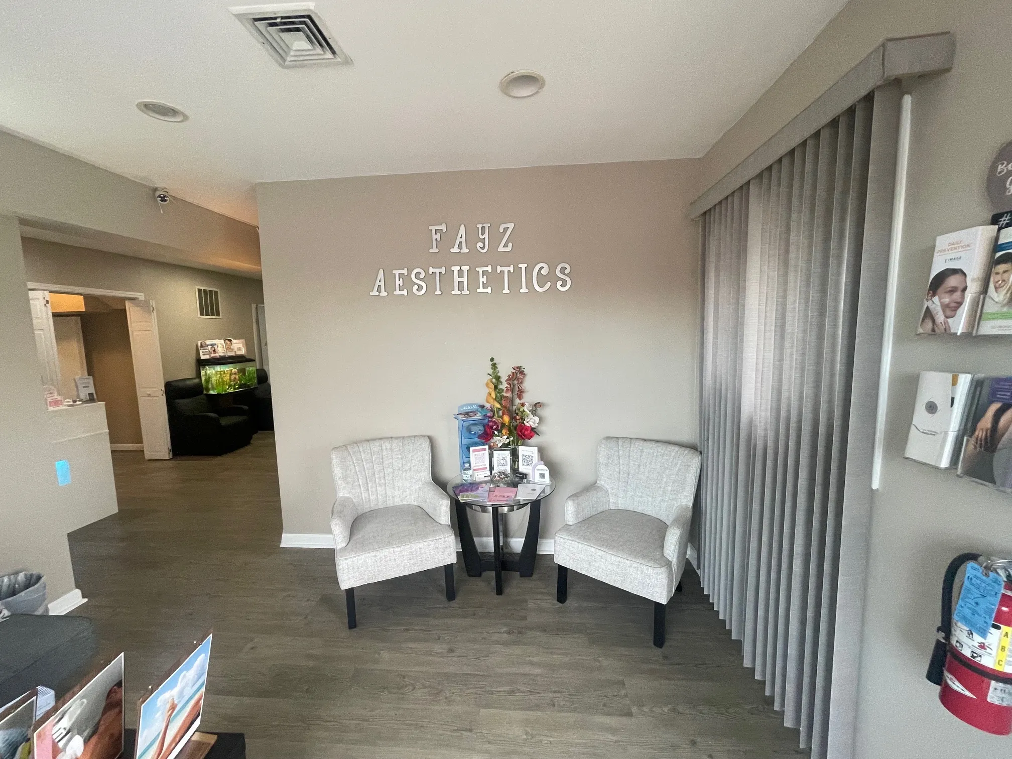 Clean, professional medical spa treatment room with neutral tones at Fayz Aesthetics in New Windsor
