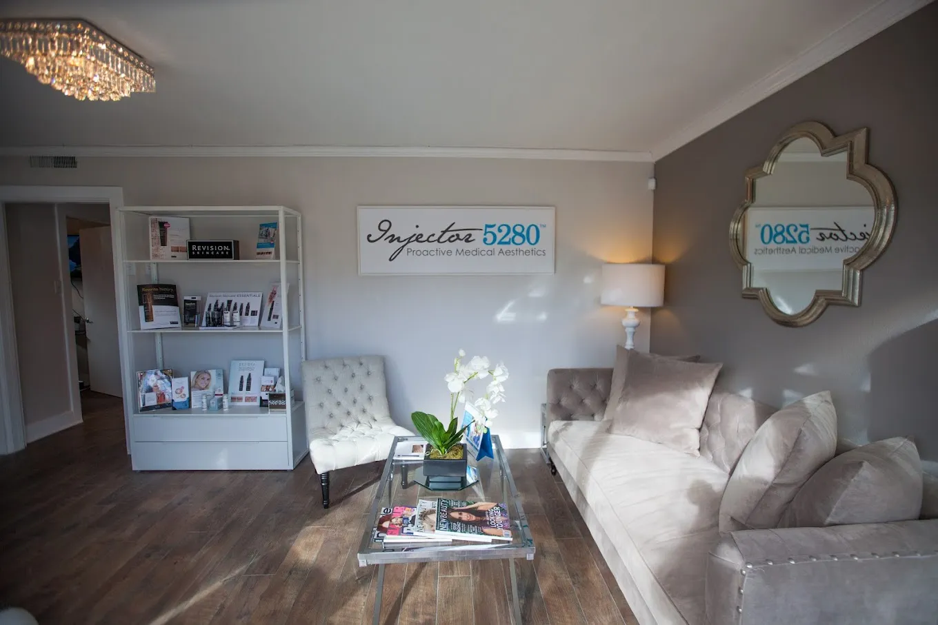 Clean, professional medical spa treatment room with neutral tones at Injector 5280 in Denver