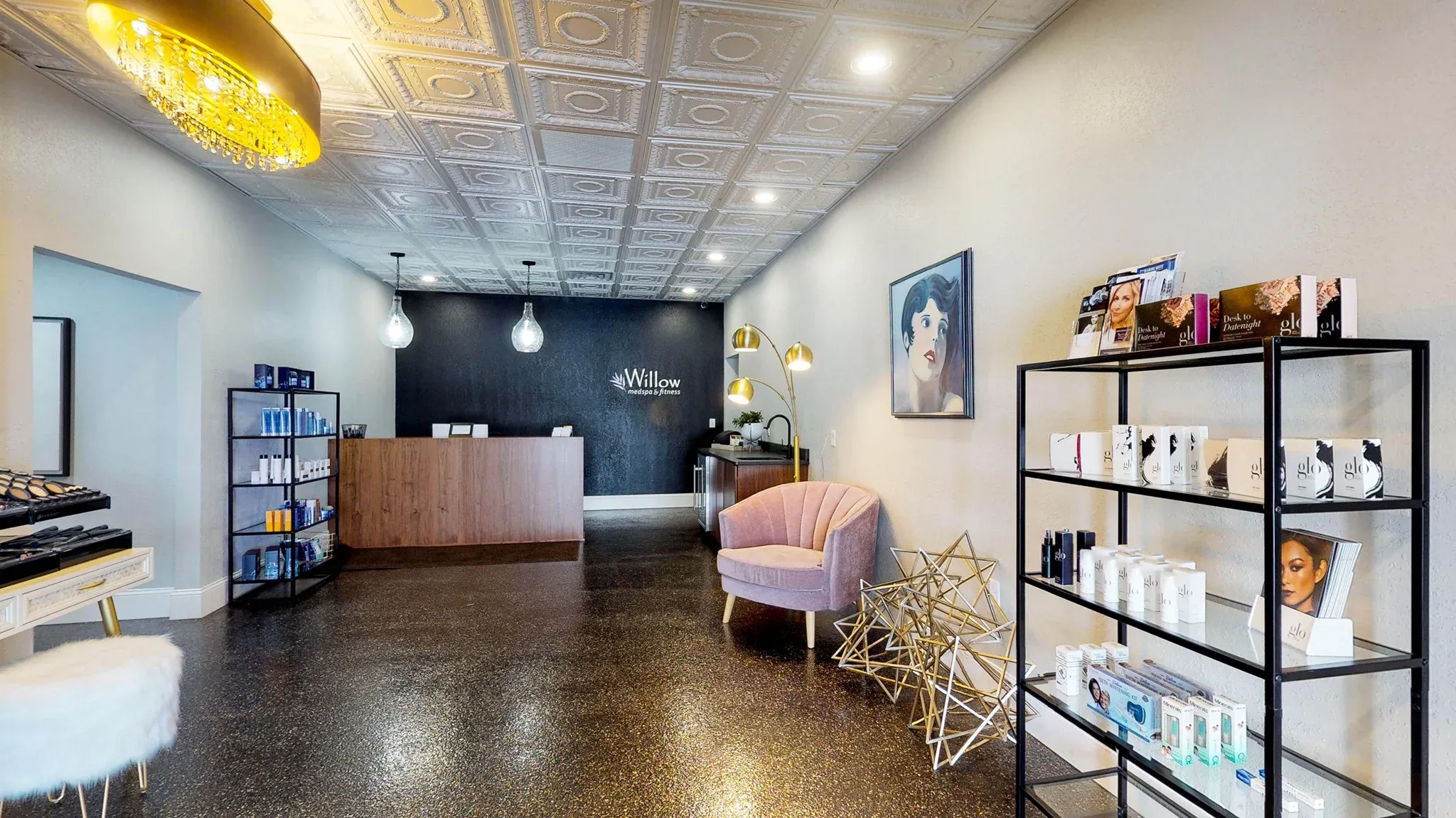 Clean, professional medical spa treatment room with neutral tones at Willow Med Spa & Fitness in New Richmond